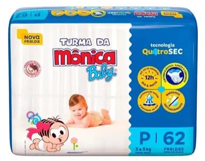 Fraldas Descartáveis Baby Qu4troSec P — 62 unidades