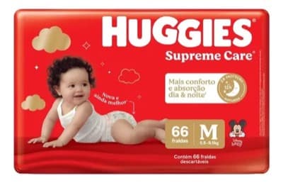 Fralda Huggies Supreme Care M — 66 unidades