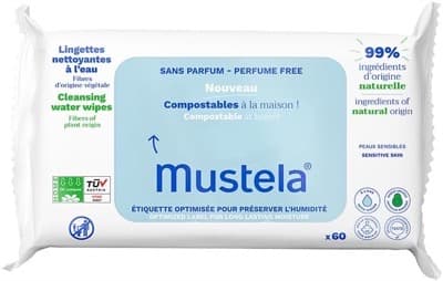 Mustela Toalhas Umedecidas Compostáveis Sem Perfume — 60 unidades